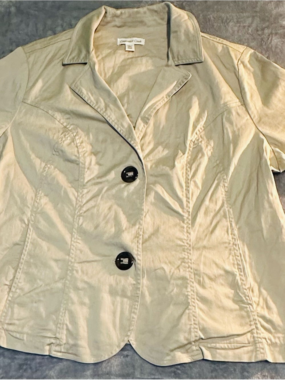 Coldwater Creek Cream Short Sleeve Khaki Blazer, size 20